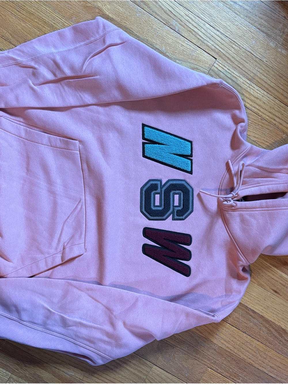 Nike Pink Pullover Hoodie with Colorblock Lettering